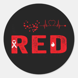 Wear Red Day Go Red Heart Disease Awareness 2025 Runder Aufkleber
