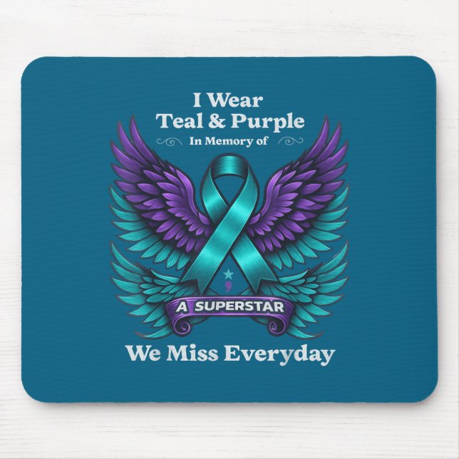 Wear Teal &amp; Purple In Memory Of A Loved One Aw Mousepad (Vorne)