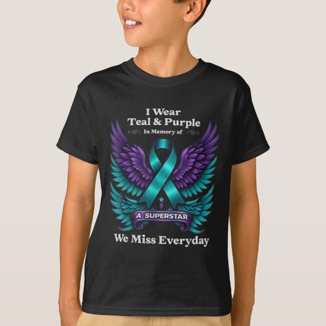 Wear Teal &amp; Purple In Memory Of A Loved One Aw T-Shirt (Vorderseite)