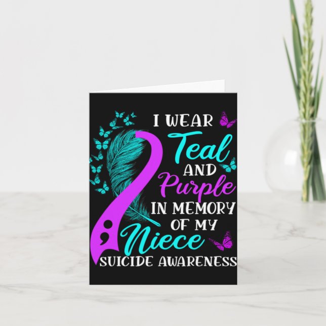 Wear Teal Purple In Memory Of My Niece Suicide Awa Karte (Vorderseite)