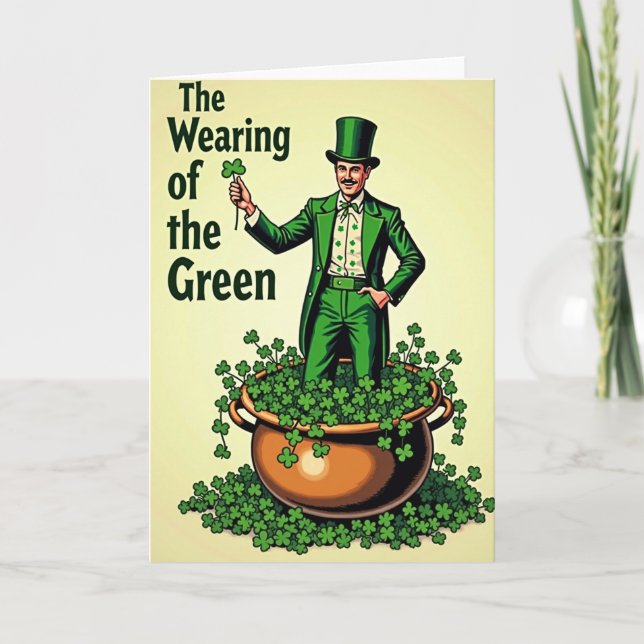 Wearing Green Shamrock Gent Card Karte (Vorderseite)