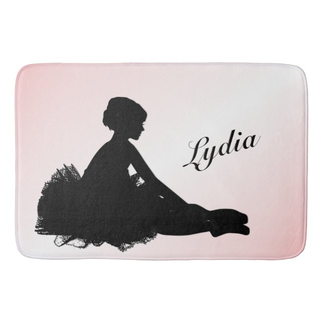 Weary Ballerina Personalisiert w Name Pink Badematte (Vorderseite)