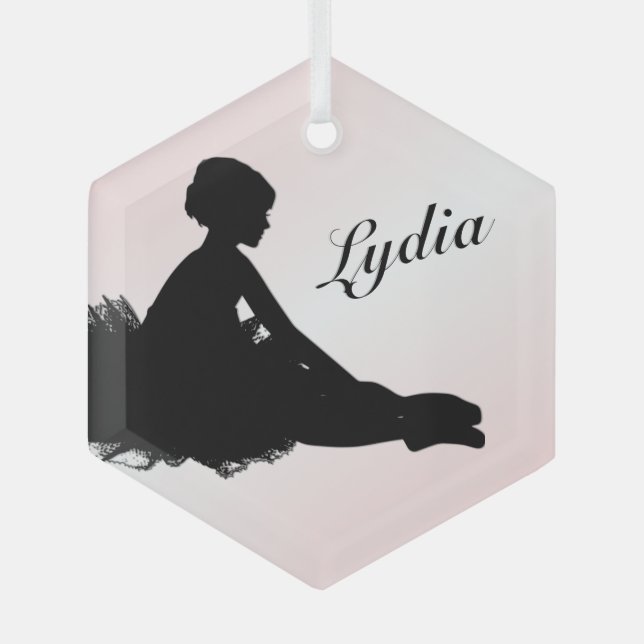 Weary Ballerina Personalisiert w Name Pink Ornament Aus Glas (Vorderseite)