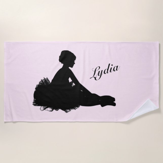Weary Ballerina Personalisiert w Name Pink Strandtuch (Vorderseite)