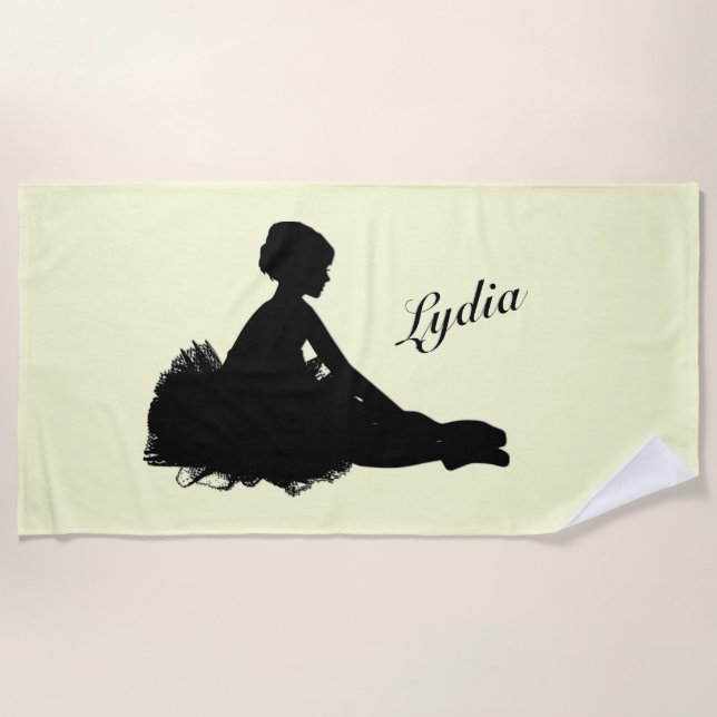 Weary Ballerina Personalisiert w Name Yellow Strandtuch (Vorderseite)