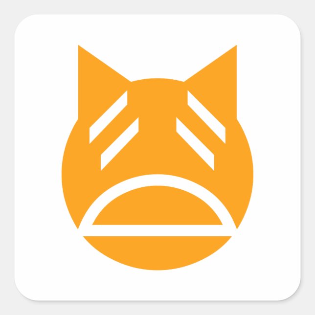 Weary Emoji Cat Quadratischer Aufkleber (Vorderseite)