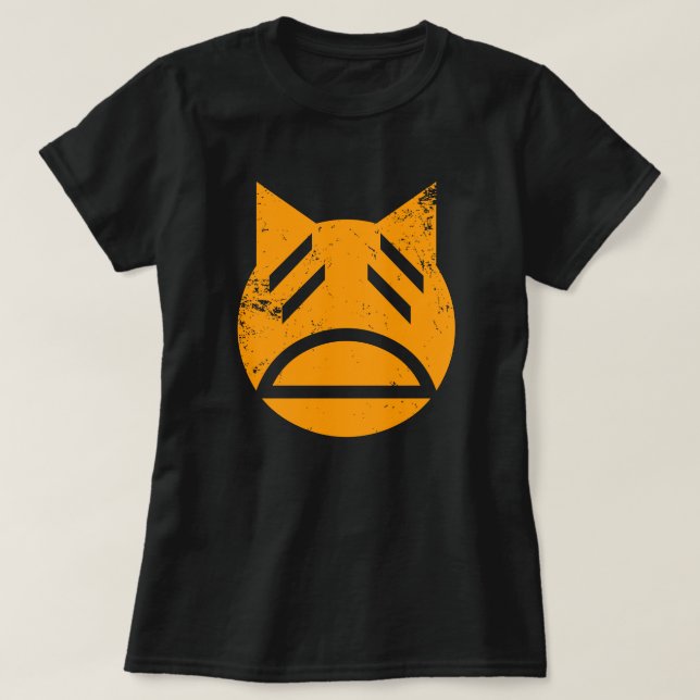Weary Grunge Cat Emoji T-Shirt (Design vorne)