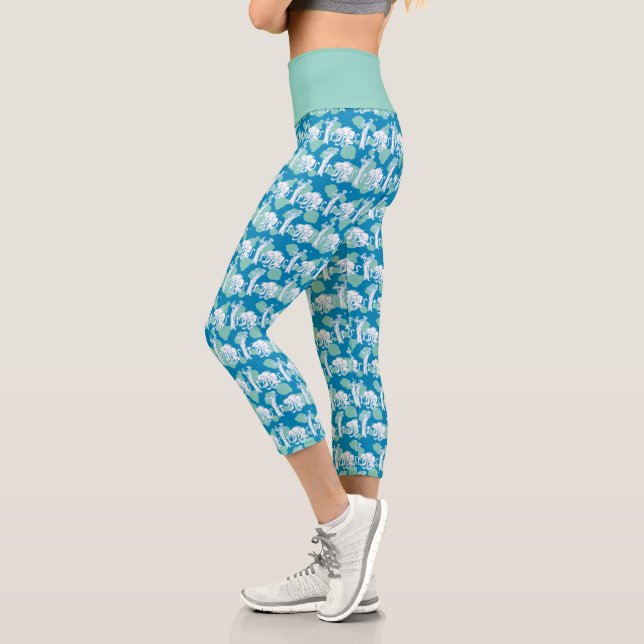 Weasel & Baboon Blue Character Pattern Capri Leggings (Links)