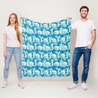 Weasel & Baboon Blue Character Pattern Fleecedecke