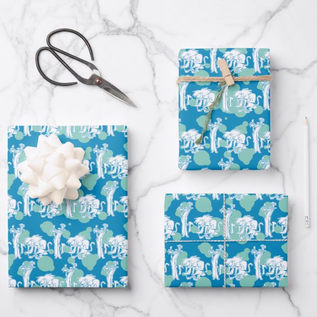 Weasel & Baboon Blue Character Pattern Geschenkpapier Set (Vorderseite)