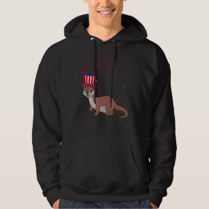 Weasel Graphic Red White Blue Fireworks Decor 4. Hoodie