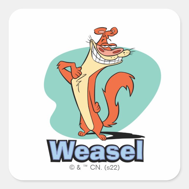 Weasel Proud Character Graphic Quadratischer Aufkleber (Vorderseite)