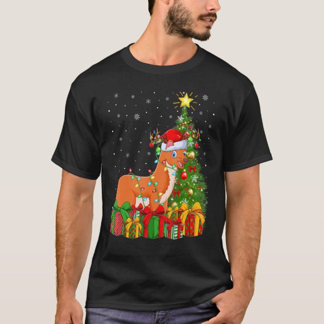Weasel   Xmas Holiday Santa Weasel Christmas Tree T-Shirt (Vorderseite)