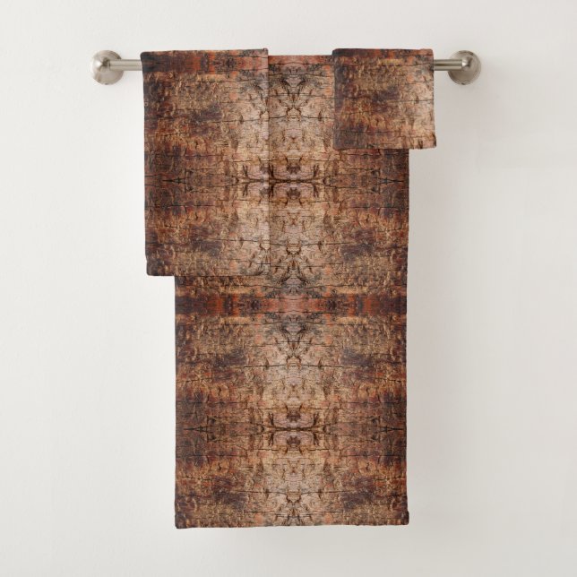 Weathered Aged Wood Photo Closeup Pattern Design Badhandtuch Set (Insitu)