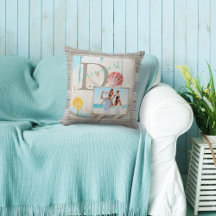 Weathered Beach Wood Monogram Foto Kissen Kissen