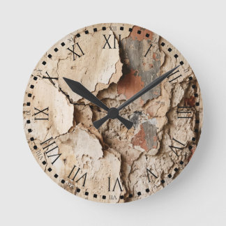 Weathered Cracked Plaster Stone Wall Vintage Decor Runde Wanduhr