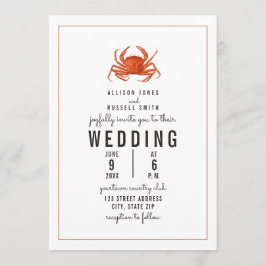 Weathered Gingham Crab Wedding Einladung