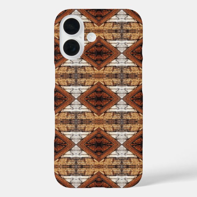 Weathered Wood Planks Diamond Pattern Mixed Media Case-Mate iPhone Hülle (Rückseite)