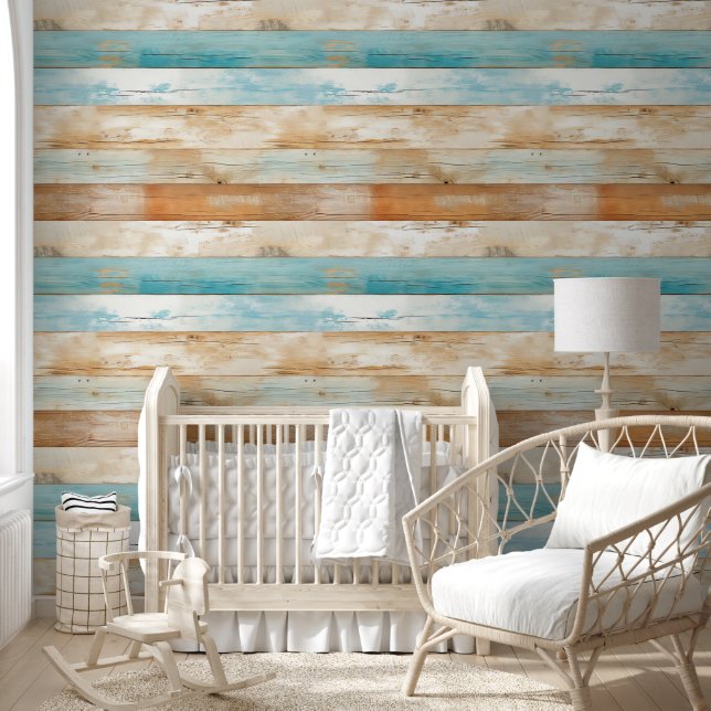 Weathered Wood Repeat Pattern Tapete (Kinder)
