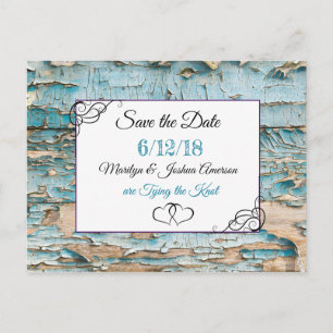 WEathered Wood Wedding Save the Date Postcard Postkarte