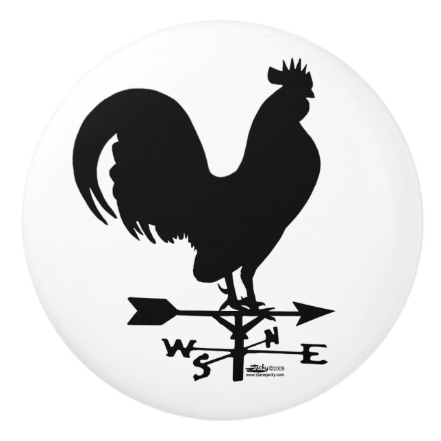 Weathervane Rooster Keramikknauf (Vorderseite)