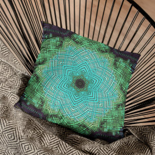 Weave Mandala Blue und Green Kissen
