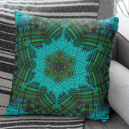 Weave Mandala Blue und Green Kissen