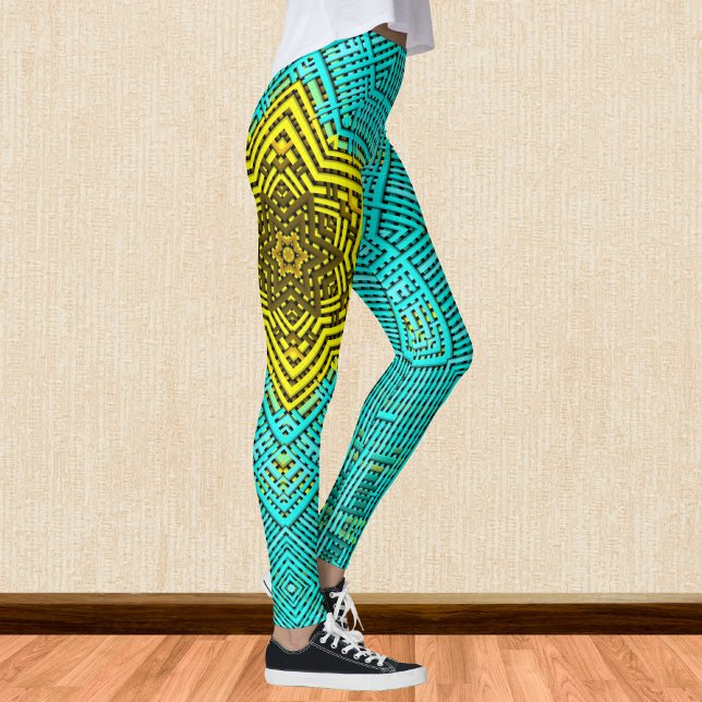 Weave Mandala Blue und Yellow Leggings (Von Creator hochgeladen)