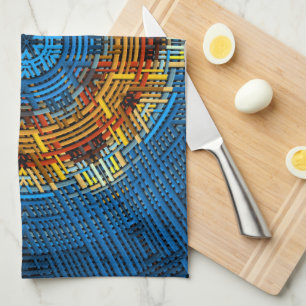 Weave Mandala Blue Yellow und Red Geschirrtuch