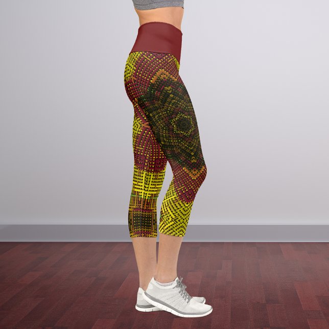 Weave Mandala Gelb und Orange Capri Leggings (Von Creator hochgeladen)