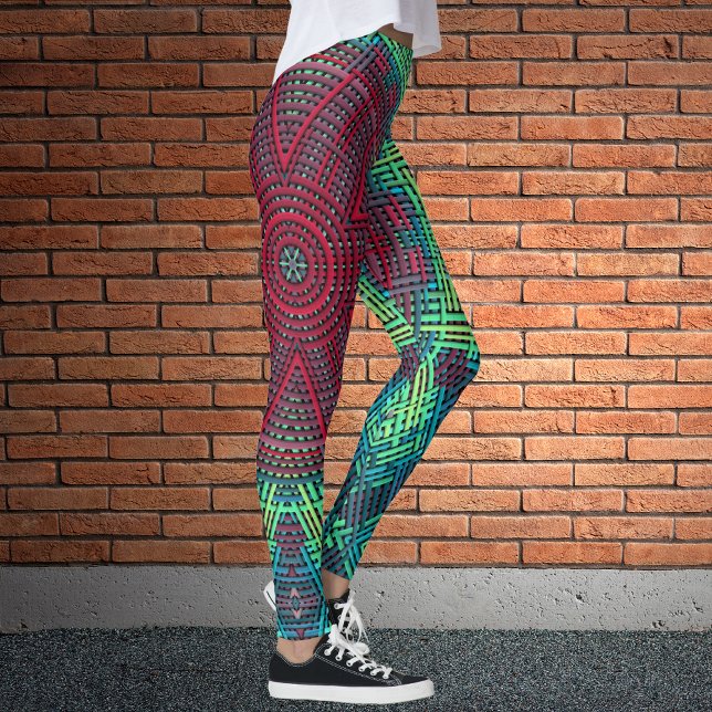 Weave Mandala Green Blue und Red Leggings (Von Creator hochgeladen)