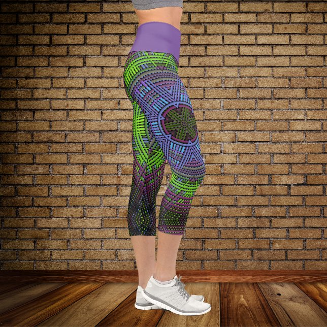 Weave Mandala Green Lila und blau Capri Leggings (Von Creator hochgeladen)