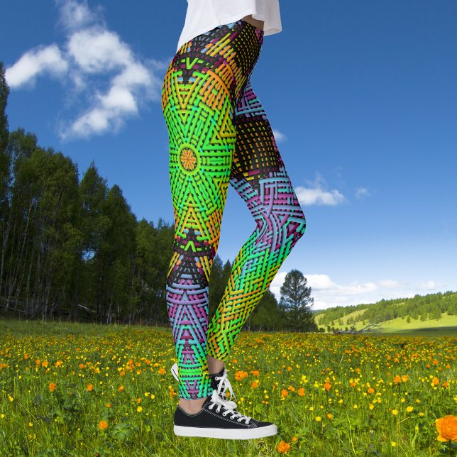 Weave Mandala Green Orange und Lila Leggings (Von Creator hochgeladen)
