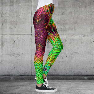 Weave Mandala Green Orange und Pink Leggings
