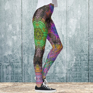 Weave Mandala Green Pink und Blue Leggings