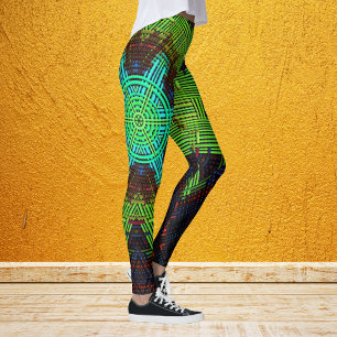 Weave Mandala Green Red und Blue Leggings