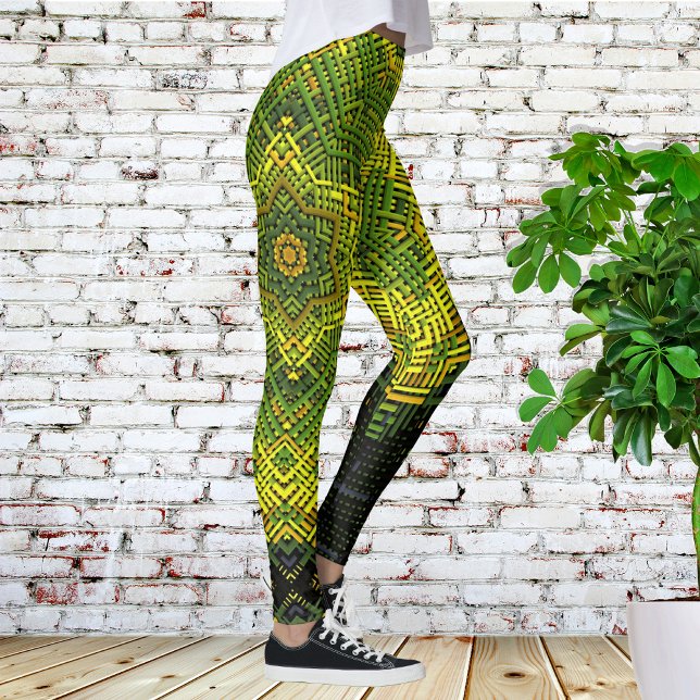 Weave Mandala Green Yellow und Black Leggings (Von Creator hochgeladen)