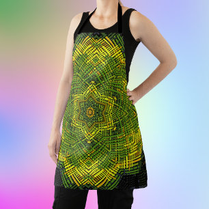 Weave Mandala Green Yellow und Black Schürze