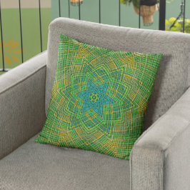 Weave Mandala Green Yellow und Blue Kissen
