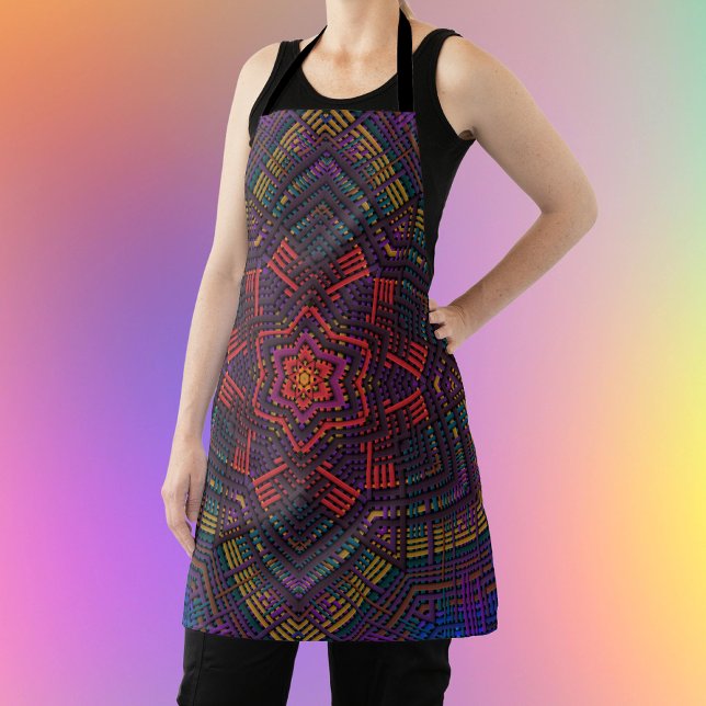 Weave Mandala Lila Gelb Rot und Blau Schürze (Von Creator hochgeladen)