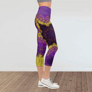 Weave Mandala Lila und gelb Capri Leggings