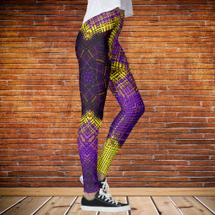 Weave Mandala Lila und gelb Leggings