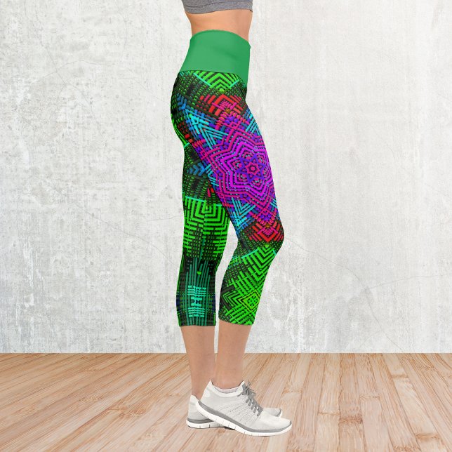 Weave Mandala Pink Blue und Green Capri Leggings (Von Creator hochgeladen)