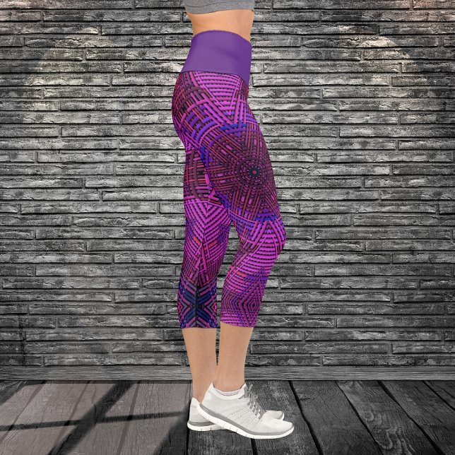 Weave Mandala Pink Lila und blau Capri Leggings (Von Creator hochgeladen)