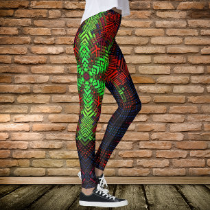 Weave Mandala Red Green und Blue Leggings