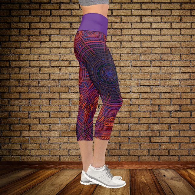 Weave Mandala Red Orange und Lila Capri Leggings (Von Creator hochgeladen)