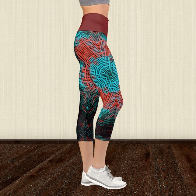 Weave Mandala Red und Blue Capri Leggings (Von Creator hochgeladen)
