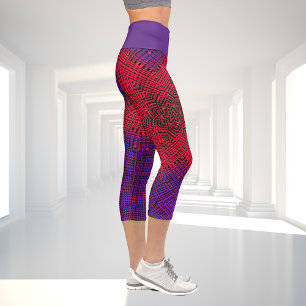 Weave Mandala Red und Lila Capri Leggings