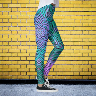 Weave Mandala Rosa und Blau Leggings