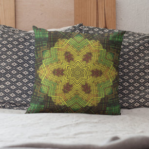 Weave Mandala Yellow Green und Orange Kissen
